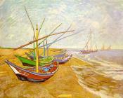 Vincent Van Gogh : Fishing Boats on the Beach at Saintes-Maries